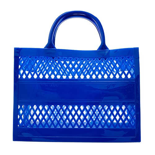 Modische PVC-Tragetasche mit großem Fassungsvermögen, Gummi-Silikon, Strandtasche, Doppelrahmen, Clutch, Geldbörse, blau, Einheitsgröße von Generisch