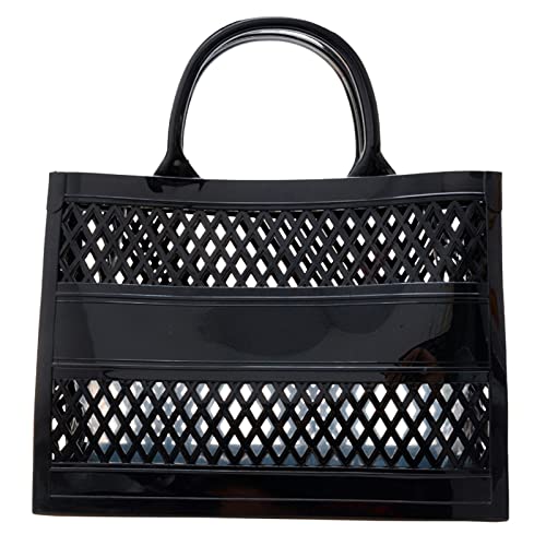 Modische PVC-Tragetasche mit großem Fassungsvermögen, Gummi-Silikon, Strandtasche, Go-Clutch, 3/4-Schaft, Schwarz , Einheitsgröße von Generisch