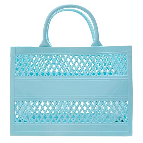 Modische PVC-Tragetasche mit großer Kapazität, Gummi-Silikon, Strandtasche, 35 Ketten, Clutch 3/4, hellblau, Einheitsgröße Modische PVC-Tragetasche mit großer Kapazität, Gummi-Silikon, Strandtasche, 35 Ketten, Clutch 3/4, hellblau, Einheitsgröße von Generisch