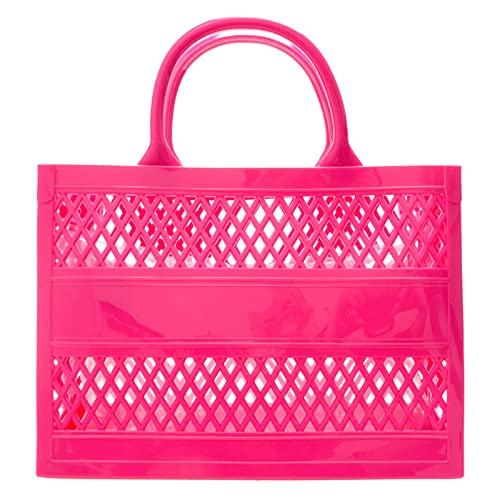 Modische PVC-Tragetasche mit großer Kapazität, Gummi-Silikon, Strandtasche, 35 Ketten, Clutch 3/4, hot pink, Einheitsgröße Modische PVC-Tragetasche mit großer Kapazität, Gummi-Silikon, Strandtasche, 35 Ketten, Clutch 3/4, hot pink, Einheitsgröße von Generisch