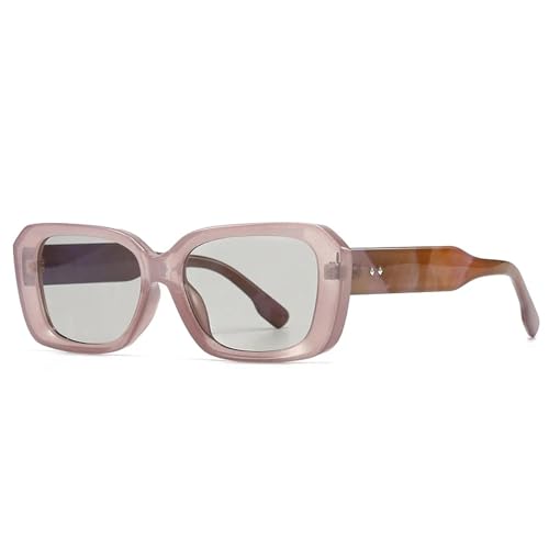 Modische Polygon-Sonnenbrille für Damen, Retro-Stil, Bonbonfarben, klarer Farbverlauf, UV400, Herren-Nieten, Violett, Hellgrau, Einheitsgröße von Generisch