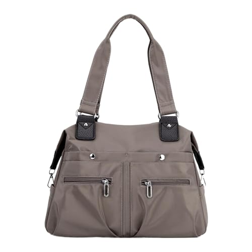 Modische Reisehandtasche, leichte Nylon-Stofftasche, Umhängetasche, vielseitige Einkaufstasche, Umhängetasche Steckschloss Taschen (Brown, One Size) von Generisch