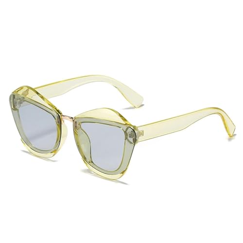 Modische Retro-Sonnenbrille mit Katzenaugenmotiv für Damen und Herren, trendig, Luxus-Sonnenbrille für Reisen, Autofahren, UV400, Grün, Gelb, Blau, Einheitsgröße von Generisch