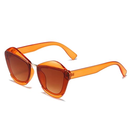 Modische Retro-Sonnenbrille mit Katzenaugenmotiv für Damen und Herren, trendig, Luxus-Sonnenbrille für Reisen, Autofahren, UV400, Orange Gradient Tea, Einheitsgröße von Generisch