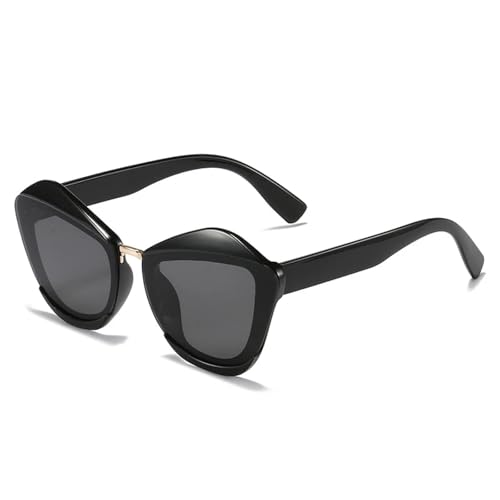 Modische Retro-Sonnenbrille mit Katzenaugenmotiv für Damen und Herren, trendig, Luxus-Sonnenbrille für Reisen, Autofahren, UV400, Schwarz / Grau, Einheitsgröße von Generisch