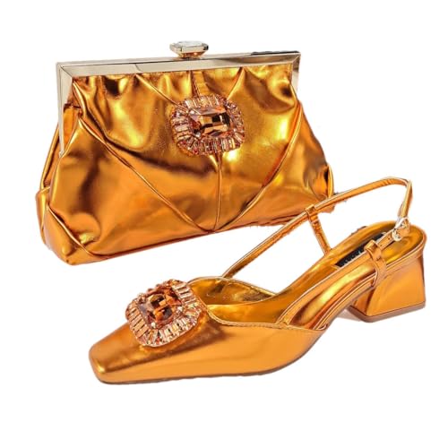 Modische Schuhe und Taschen für Damen, passendes Party-Zubehör für Hochzeitsbankett, Orange, 43.5 EU von Generisch