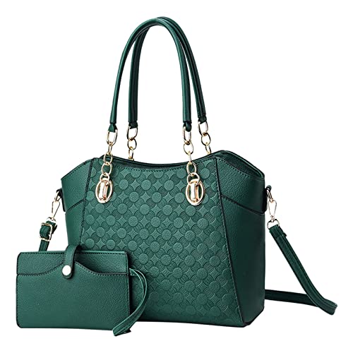 Modische Schultertasche für Damen, Ledertasche, Handtaschen + Geldbörsen-Set, Polyester-Tragetaschen für Sublimation, grün, Einheitsgröße von Generisch