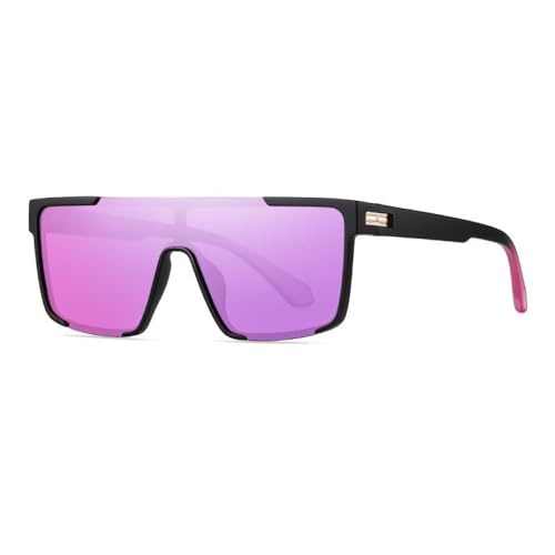 Modische Sonnenbrille mit großem Rahmen und integrierter klassischer Sonnenbrille für Männer und Frauen, Mattschwarz, Violett, Einheitsgröße von Generisch