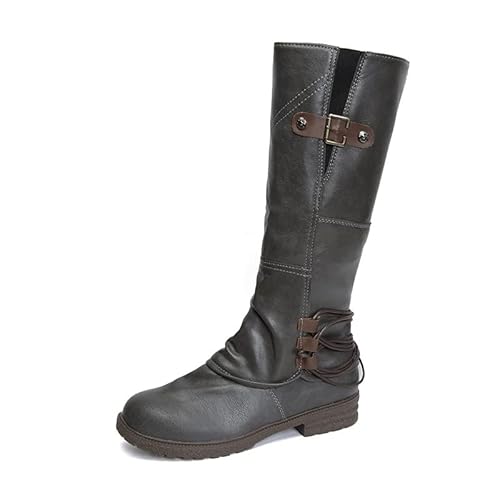 Modische Stiefel mit seitlichem Reißverschluss, hohe Farbe, für Damen, Winter, lässig, grau, 39 EU Modische Stiefel mit seitlichem Reißverschluss, hohe Farbe, für Damen, Winter, lässig, grau, 39 EU von Generisch