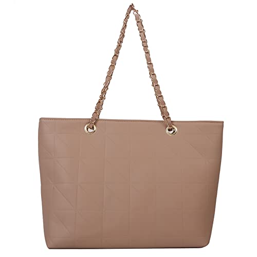 Modische einfarbige Ledertasche, Reißverschluss, Kette, Schultergurt, Schultertasche, Kamera-Schultertasche, khaki, Einheitsgröße von Generisch