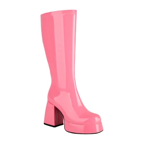 Modische einfarbige lange Stiefel für Damen, glatter Reißverschluss, hoher Absatz, klobige Stiefel, Socken für Damen, Packung, rose, 40.5 EU Modische einfarbige lange Stiefel für Damen, glatter Reißverschluss, hoher Absatz, klobige Stiefel, Socken für Damen, Packung, rose, 40.5 EU von Generisch