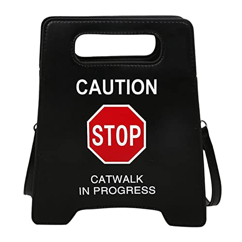 Modische individuelle Warnung Vorsicht Form Frauen Handtasche Crossbody Tasche Canvas Umhängetasche, Schwarz , Einheitsgröße von Generisch