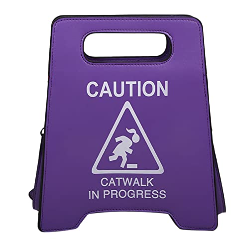 Modische individuelle Warnung Vorsicht Form Frauen Handtasche Crossbody Tasche Kleine Umhängetasche für Herren, violett, Einheitsgröße von Generisch