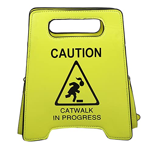 Modische individuelle Warnung Vorsicht Form Frauen Handtasche Crossbody Tasche Laptop Umhängetasche, gelb, Einheitsgröße von Generisch