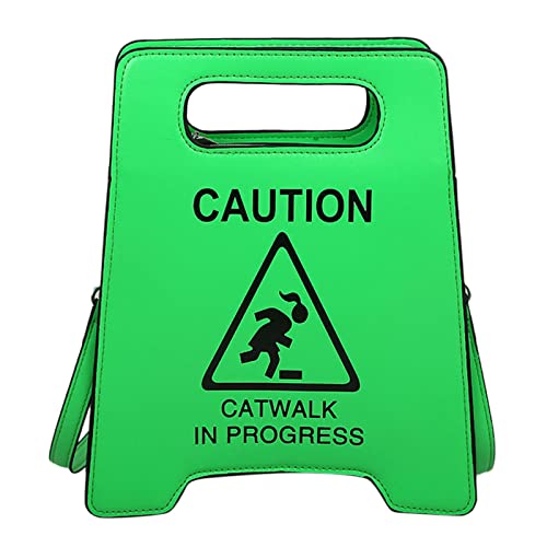 Modische individuelle Warnung Vorsicht Form Frauen Handtasche Crossbody Tasche Leder Umhängetasche für Frauen, grün, Einheitsgröße von Generisch