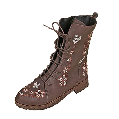 Modische lange Damenstiefel auf Schuhen, lässige Absätze, Damenstiefel, kurze Hose, braun, 40.5 EU von Generisch