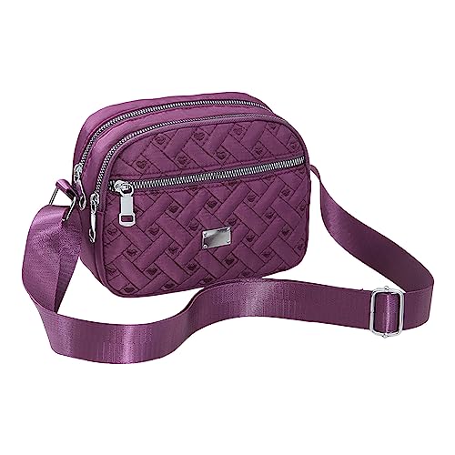 Modische und einfache Damen-Umhängetasche, mit mehrlagigem Reißverschluss und großem Fassungsvermögen, praktische und leichte Kuriertasche, Herren-Umhängetasche, violett, Einheitsgröße Modische und einfache Damen-Umhängetasche, mit mehrlagigem Reißverschluss und großem Fassungsvermögen, praktische und leichte Kuriertasche, Herren-Umhängetasche, violett, Einheitsgröße von Generisch
