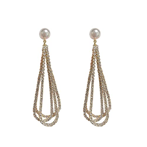 Modische und elegante Perlenquasten-Ohrringe, Tropfenketten-Ohrringe, Perlenherz, Tropfenohrringe, Einheitsgröße, Metall, Kein Edelstein von Generisch