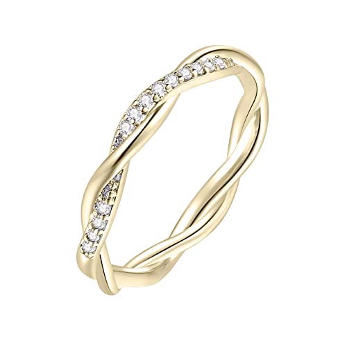 Modischer Zirkonia Kupferring aus Reinem Funkelnder Damen Herzring Stapel Niedlicher Daumenring Eheringe Verlobungsring Hochzeit Jahrestag Schmuck Das perfekte Geschenk zum Muttertag von Generisch