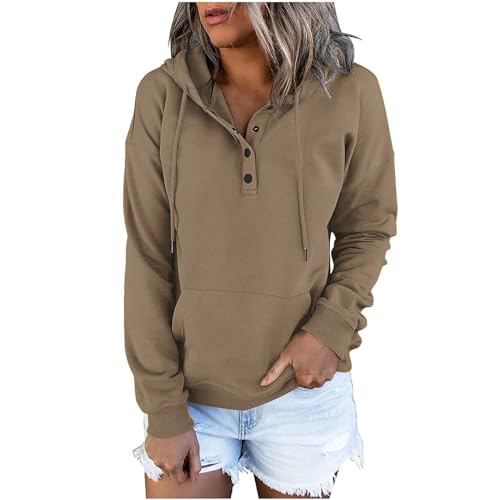Modisches Damen-Sweatshirt, langärmelig, lässig, mit Tasche, Komfort-Sweatshirt, coffee, L von Generisch