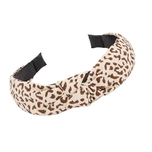 Modisches Leopardenmuster Stirnband Damen Haarband Retro Boho-Stil Accessoire Elegant Lässig Tägliches Outfit Breites Knoten-Design (Brown, One Size) von Generisch