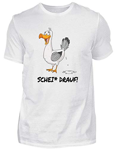 Möwe Scheiß Drauf Shirt Mir egal - Drauf geschissen T-Shirt ist Mir egal - Herren Shirt -L-Weiß von Generisch