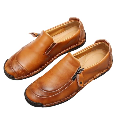 Mokassin Herren Leicht Lederschuhe Flach Sohle Lässige Schuhe ohne schnürsenkel Bootsschuhe Oxford Loafers Runde Zehe Fahrschuhe Komfort Slip Business Casual Shoes Atmungsaktive Outdoorschuhe von Generisch