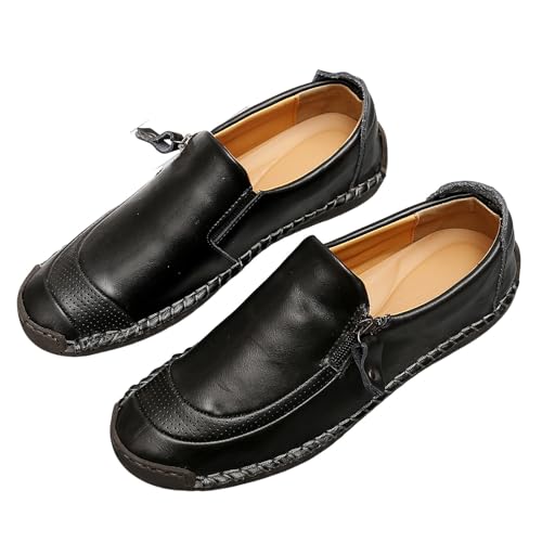 Mokassin Herren Leicht Lederschuhe Flach Sohle Lässige Schuhe ohne schnürsenkel Bootsschuhe Oxford Loafers Runde Zehe Fahrschuhe Komfort Slip Business Casual Shoes Atmungsaktive Outdoorschuhe von Generisch