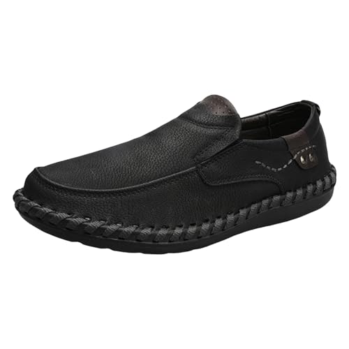 Mokassin Herren Leicht Lederschuhe Flach Sohle Lässige Schuhe ohne schnürsenkel Bootsschuhe Oxford Loafers Runde Zehe Fahrschuhe Komfort Slip Business Casual Shoes Atmungsaktive Outdoorschuhe von Generisch