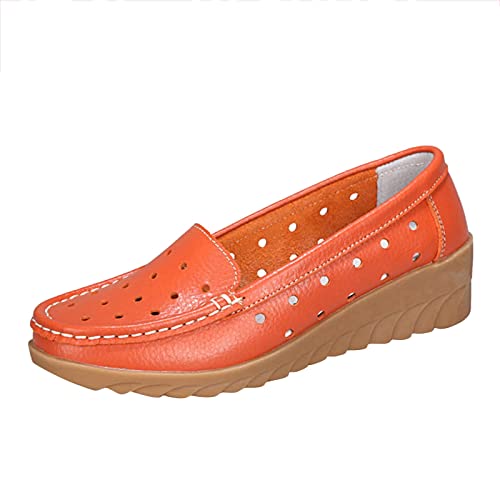 Mokassins Damen Klassische Wildleder Schuhe Bequeme Halbschuhe Lederschuhe rutschfeste Stoffschuhe Anzugschuhe Leder Loafer Sommerschuhe Slipper Vintage Abendschuhe Flachschuhe Atmungsaktive von Generisch