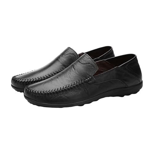 Mokassins Herren Ohne Schnürsenkel Lederschuhe Flach Weich Loafers rutschfest Freizeitschuhe mit Obermaterial aus Leder Bequeme Fahrschuhe Leicht Business Casual Schuhe Formelle Geschäftsschuhe von Generisch
