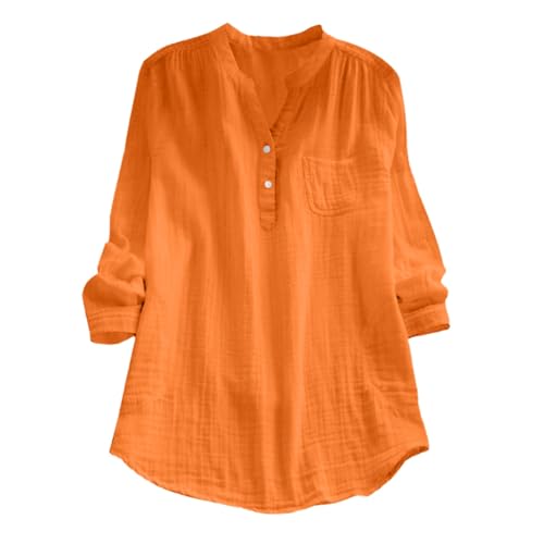Monatsabrechnungen Anzeigen Musselin Bluse Damen Baumwolle Leinen Shirt V Ausschnitt Longbluse Oversize Langarm Leinenbluse Sommer Oberteile Tunika Leinenshirt Leicht Und Luftig Deals of The Day von Generisch