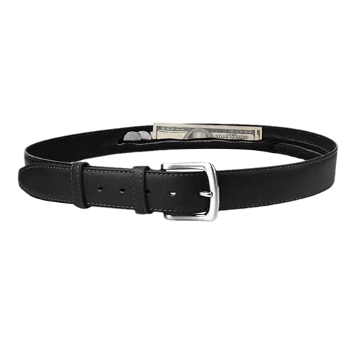 Money Belt Security Travel Accessory, Anti-Theft PU Leather with Hidden Zipper Pocket, Slim Wallet Travel Belt for Men & Women to Safely Store Cash, Cards, Valuables While Traveling, 49.21 inches von Generisch