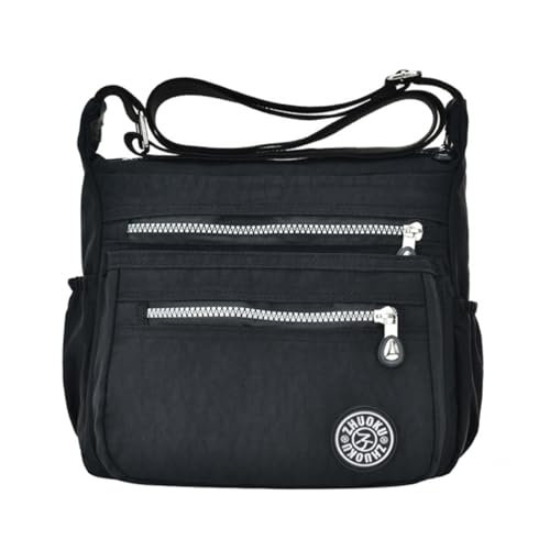 Monogrammierte Seitentaschen für Damen, Crossboby, Umhängetasche, lässige Kuriertasche, Handtasche mit Reißverschluss und Geldbörse für Frauen, Schwarz , Einheitsgröße von Generisch