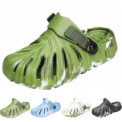 Monstera Slippers for Women & Men - Lightweight Breathable EVA Slides, Anti-Slip House Shoes, Soft Thick Sole (Camouflage Green-a, Erwachsene, 44, Numerisch (von/bis), EU Schuhgrößensystem, 45, M) von Generisch