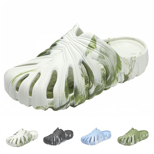 Monstera Slippers for Women & Men - Lightweight Breathable EVA Slides, Anti-Slip House Shoes, Soft Thick Sole (Camouflage White, Erwachsene, 42, Numerisch (von/bis), EU Schuhgrößensystem, 43, M) von Generisch