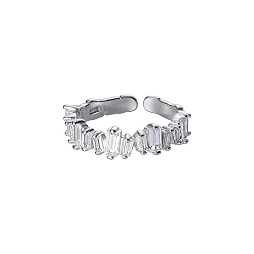 Mori Damen-Eheringe, trapezförmiger Zirkon, schlicht, modisch, Textur, kalt, trendig, geometrischer Handschmuck, Geschenke für Ehefrau, Freundin, Einheitsgröße, Kupfer, Kein Edelstein von Generisch