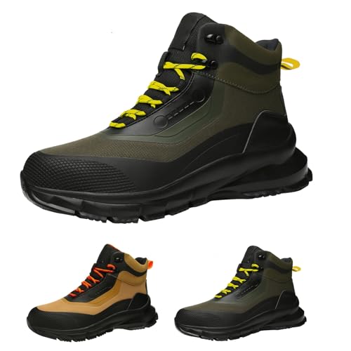 Motorrad Boots Herren Leder Pu, Stiefeletten Herren Wasserdicht Freizeitschuhe Weit Bergschuhe rutschfeste Arbeitsschuhe Trekking Herbstschuhe Hoher Schaft Desert Boot Elegant Bootsschuhe von Generisch