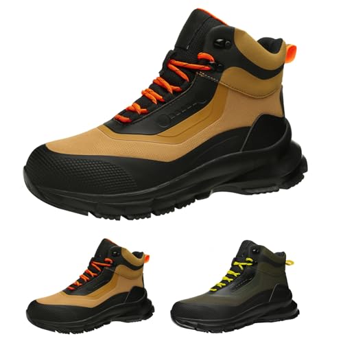 Motorrad Boots Herren Leder Pu, Stiefeletten Herren Wasserdicht Freizeitschuhe Weit Bergschuhe rutschfeste Arbeitsschuhe Trekking Herbstschuhe Hoher Schaft Desert Boot Elegant Bootsschuhe von Generisch