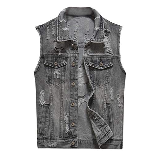 Motorrad Weste Herren Stoff, Jeansweste Herren Rocker Bikerweste Lose Herren-Weste Modischer Jeans-Jacke Minimalist Denim Weste Bequeme Freizeitweste Einfarbig Jeansjacken Klassische Cowboy Jacke von Generisch