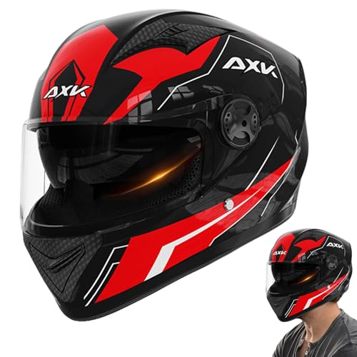 Motorradhelm Integralhelm Motorradhelm Für Erwachsene Doppelvisier-Motorrad-Kopfbedeckung RollerHelm Fullface Helm Mopedhelm Für Herren Damen Atmungsaktiv((54-61cm) Integral Motorradhelm Modische, von Generisch