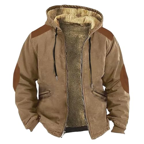 Motorradjacke Herren , Flanell Jacke Herren , Sherpa Fleece Trucker Jacken , Arbeit Jacke Herren Winter , Bomberjacke Herren , Fleecejacke Mit Kapuze Herren , Tactical Jacke Herren(2-Khaki,X-Large) von Generisch