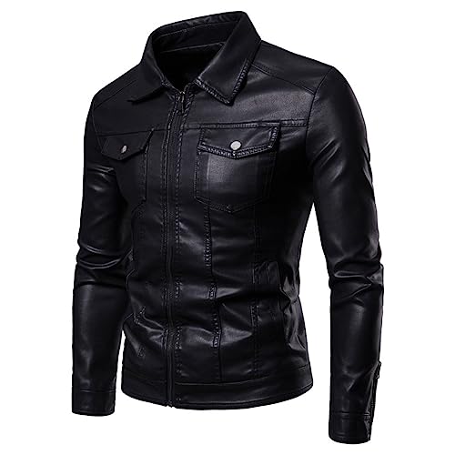 Motorradjacke Herren 4XL Große Größen Slim Fit Lang Jacke Motorradjacke Wasserdicht Winddicht Leicht Echtleder Leather Jacket Übergangsjacke Braun Biker Vintage Retro Weichem Lederjacke Winterjacke von Generisch