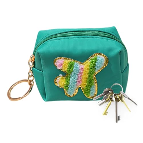 Münzbörse für Frauen – Elegantes Stickerei-Design, Münzgeldbörse, Schlüsselanhänger, bestickt, Mehrzweck-Schlüsselanhänger, klein, wasserdicht, für Damen, Mädchen, Damen, Dunkelgrünes Flugzeug in von Generisch