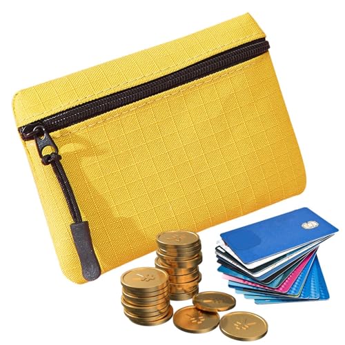 Münzgeldbörse – 2024 Oxford-Münztasche, klassische, einfarbige kleine Geldbörse, wasserdicht, mit Reißverschluss, tragbare Münzbörse für Kreditkarte, Schlüssel und Headset, Lippenstift, gelb, Refer to von Generisch