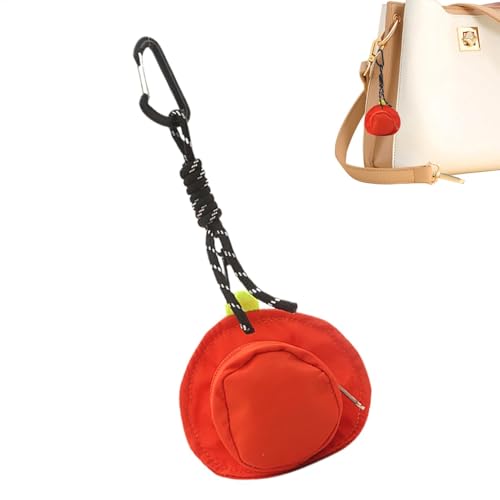 Münzgeldbörse – Hutförmige Geldbörse mit Reißverschluss | Aufbewahrungstasche für Schlüssel, Kopfhörer, Rucksack, Schlüsselanhänger, Orange/Rot, Refer to description, Uni von Generisch