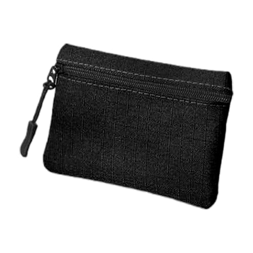 Münztasche, Make-up-Tasche, kompakte Größe, trendiges Design, leichtes Material, einfache Lagerung, sicherer Verschluss mit praktischem Reißverschluss, Münzbörse für Kinder und Erwachsene, Schwarz von Generisch