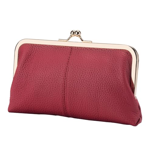 Münztaschen mit Schnalle - Stilvoller Kartenhalter, PU-Kupplungsgeldbörse | Große Kapazität Tasche für Frauen mit Tasche und Schnappverschluss für tägliche Utensilien in Bor, Weinrot, riferimento von Generisch