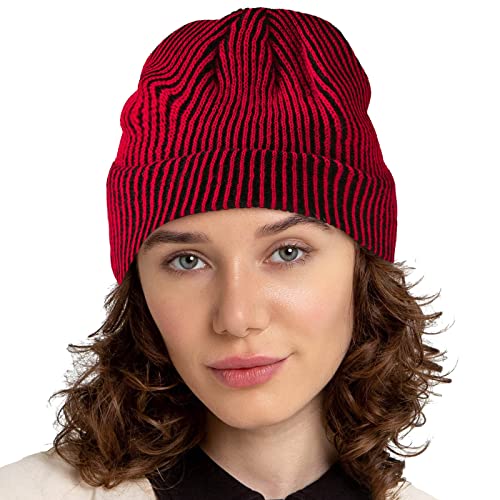 Mütze Damen mit Pompom XL Elegant Baumwolle Wollmütze Beanie Winter Warm Groß Dünn Unisex Strickmützen Wintermütze Herbst mit Bommel Strickmütze Mütze von Generisch