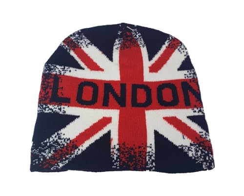 Mütze für Erwachsene, Motiv: Union Jack, Großbritannien-Flagge, mit London-Druck, Acryl, Wintermütze für Herren und Damen, Union Jack London Print, Einheitsgröße von Generisch